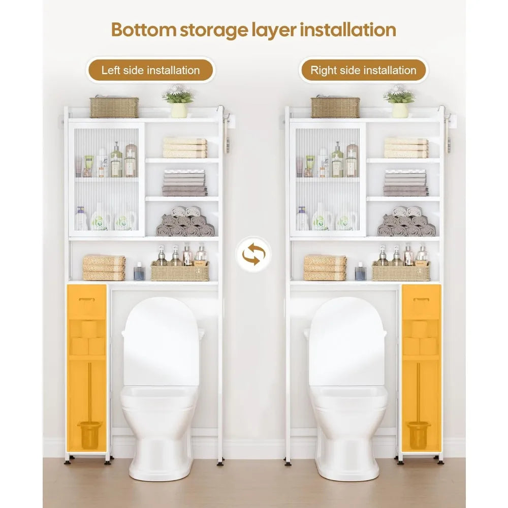 Over The Toilet Cabinet with Acrylic Door Panel and Space Saver Shelf