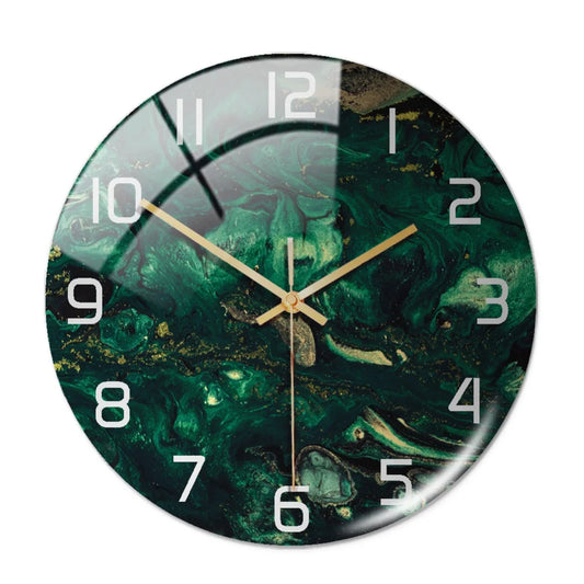 Luxury 3D Acrylic Marble Pattern Wall Adhesive Clock Metal Needles