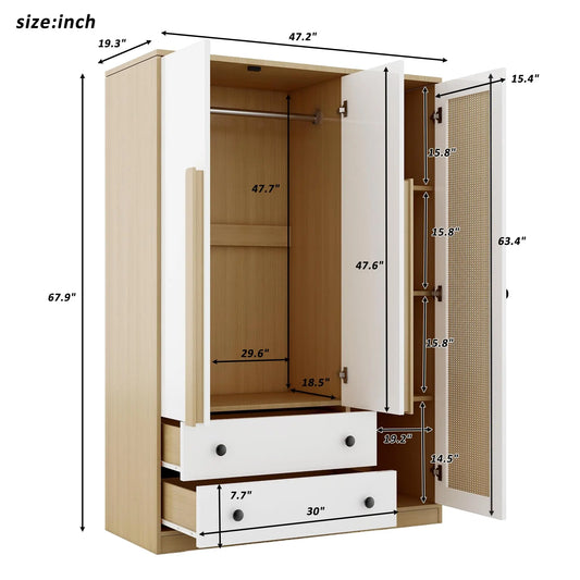 Modern Wardrobe with 2 Drawers and 3 Doors