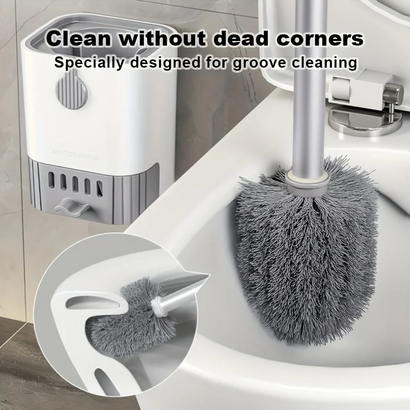Wall-mounted cleaning toilet brush with drain tray set