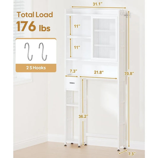 Over The Toilet Cabinet with Acrylic Door Panel and Space Saver Shelf