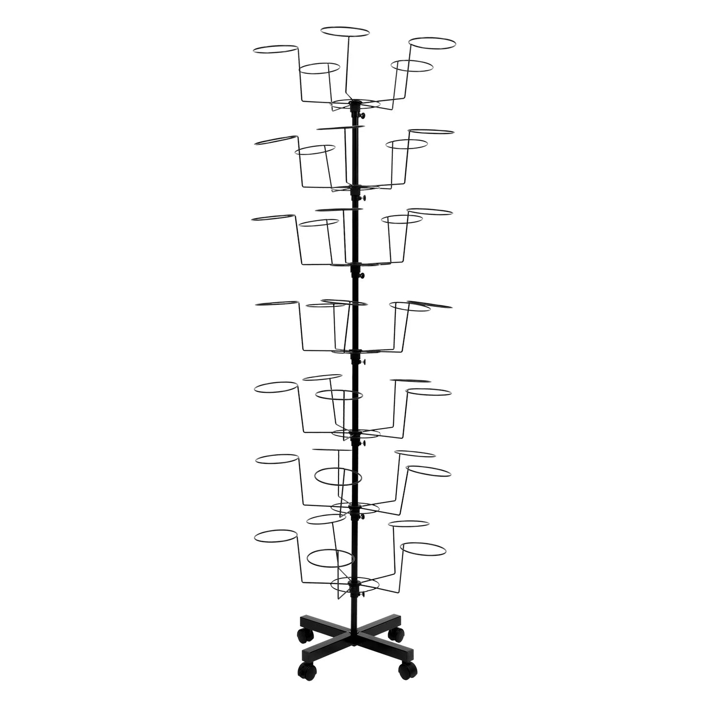 7-Tier Metal Black 35 Hat Cap Display Rotating Stand