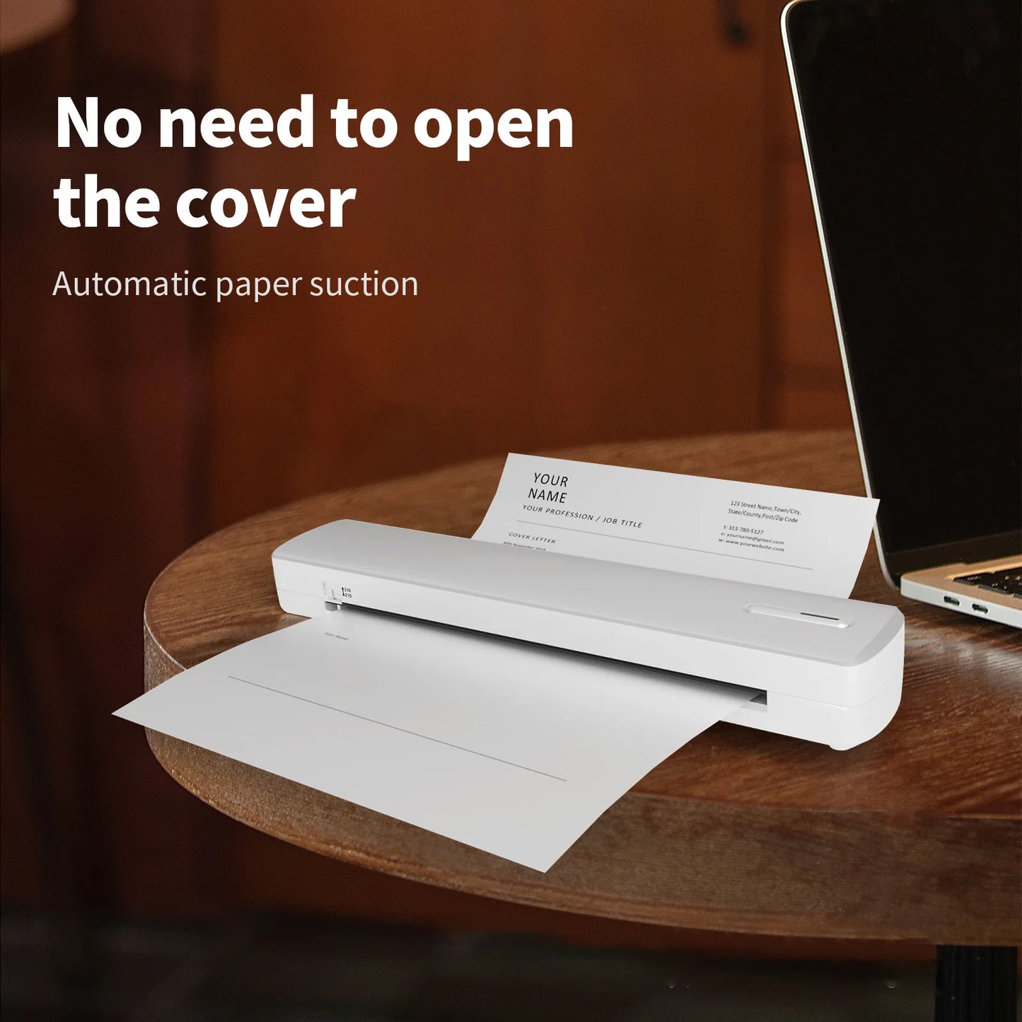 Portable Printer Wireless Inkless Thermal A4 C80 300DPI Support Android & iOS