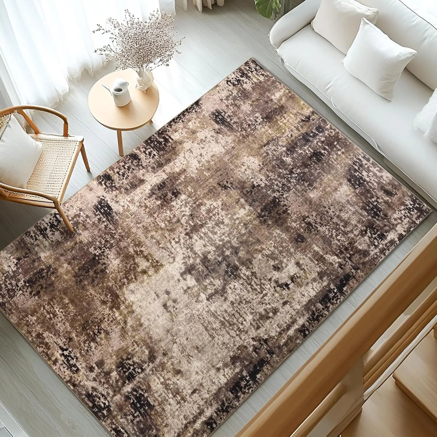Large Modern Abstract Living Room Area Rugs, Machine Washable