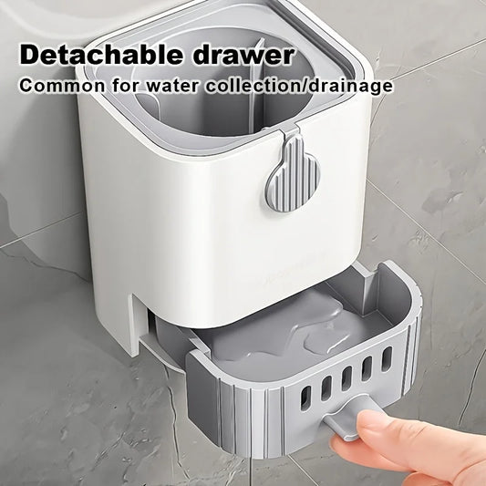 Wall-mounted cleaning toilet brush with drain tray set