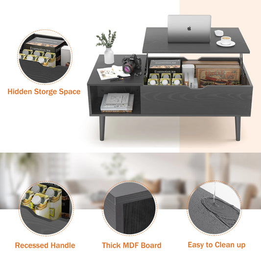 Coffee Tables with Adjustable Storage Shelf Easy Lift and Lower