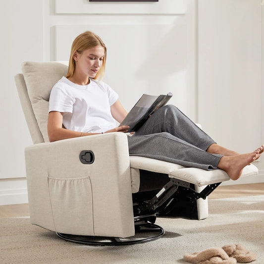 Rotating Rocking Chair Recliner with Oversized Foot Swivel