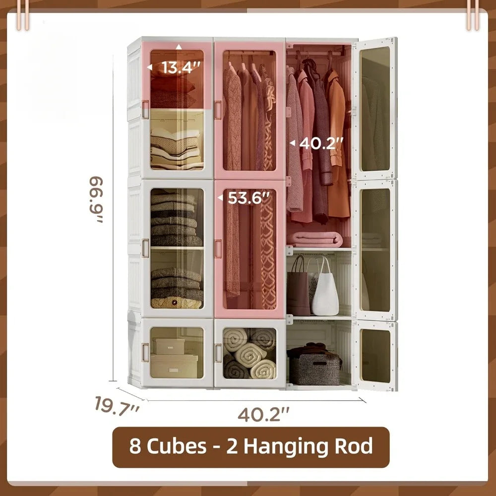 Plastic Portable Wardrobe Closet/ Organizer with Magnetic