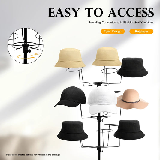 7-Tier Metal Black 35 Hat Cap Display Rotating Stand