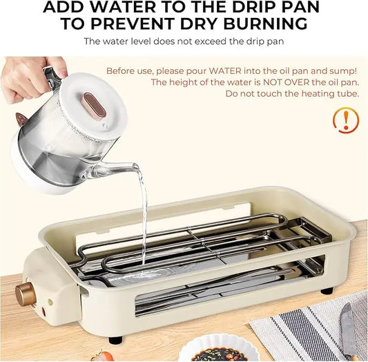 Electric Smoke-free Indoor Barbecue Grill, Adjustable Temperature, Non-Stick