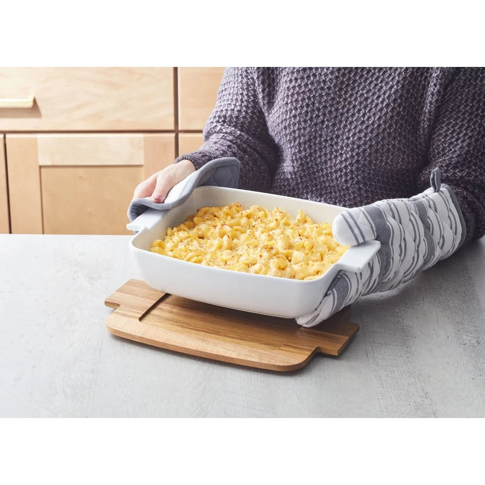 3-Ceramic Oven to Table Bakeware with Acacia Wood Lid Dishwasher Safe