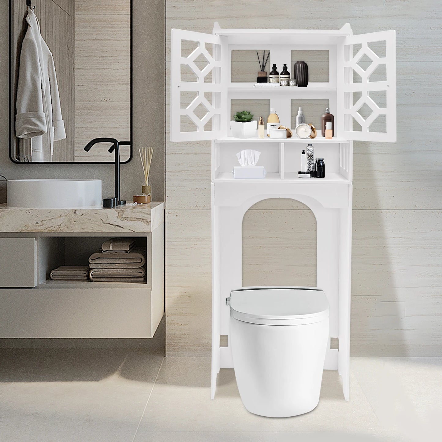 4 Tier Over The Toilet Organizer Waterproof /Easy to Install