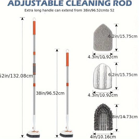 Bathroom Clearing Brush with 52 "Adjustable Handle and Replacement brushes