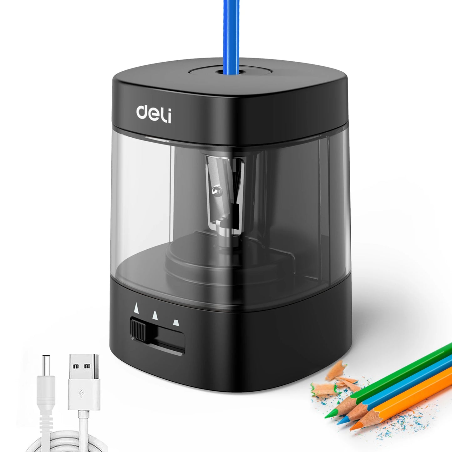 Adjustable Thickness Electric & Battery Operated Pencil Sharpener