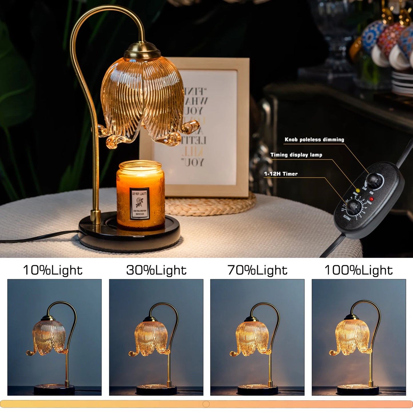 French Retro Tulip Flower Warm Candle Lamp