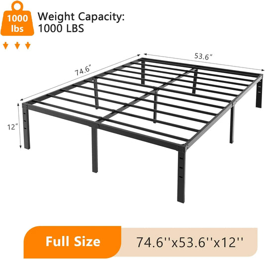 Bed Frame, Heavy Duty Metal Platform, No Box Spring Needed