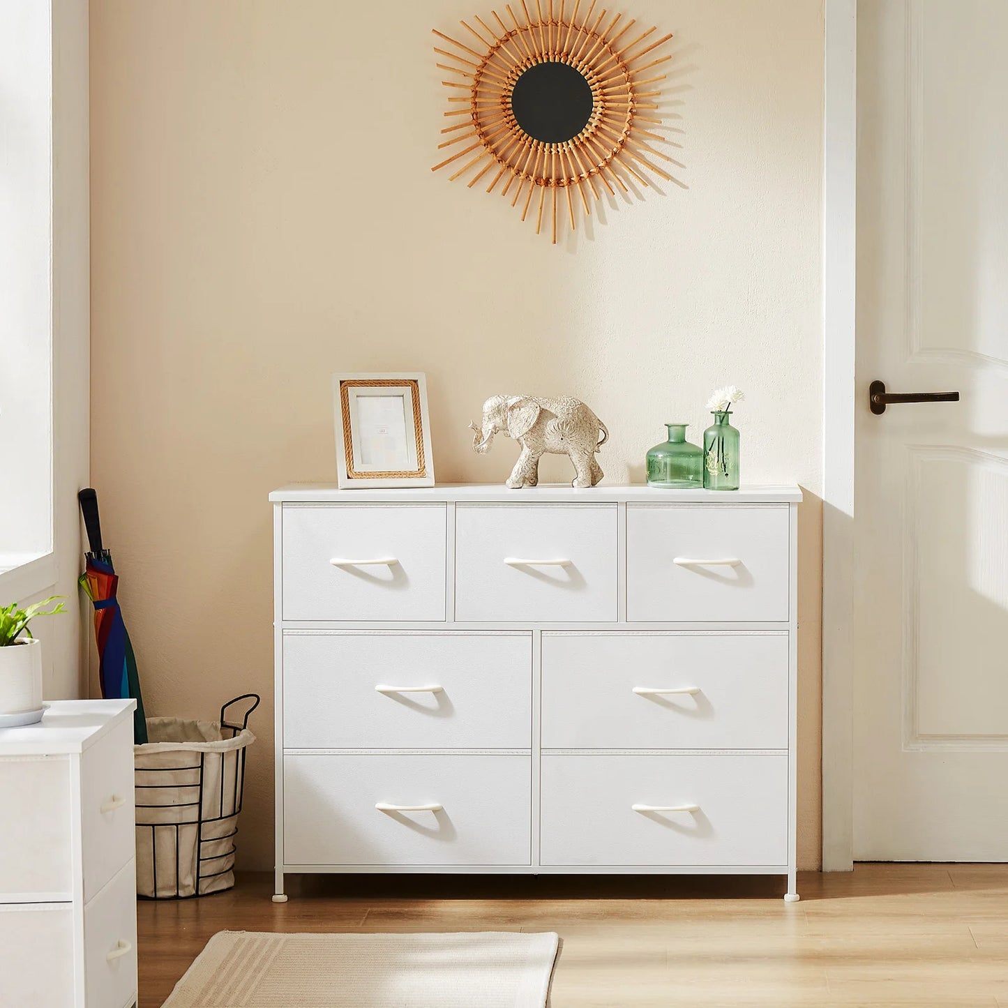 Dresser With 7 Fabric Drawers for Storage