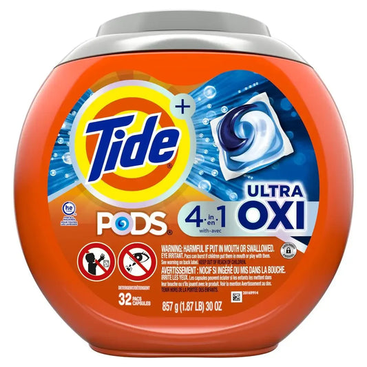 Powerful Tide Ultra OXI Laundry Detergent Pods/ 32 Count Pack