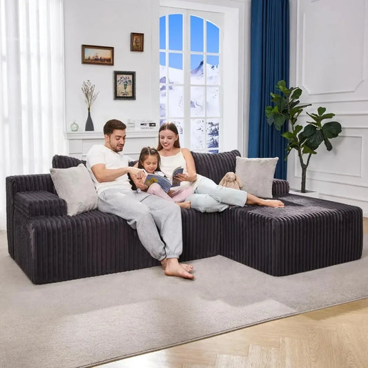 Modular L-Shaped 3-Seat Sectional Deep Seating Sofa