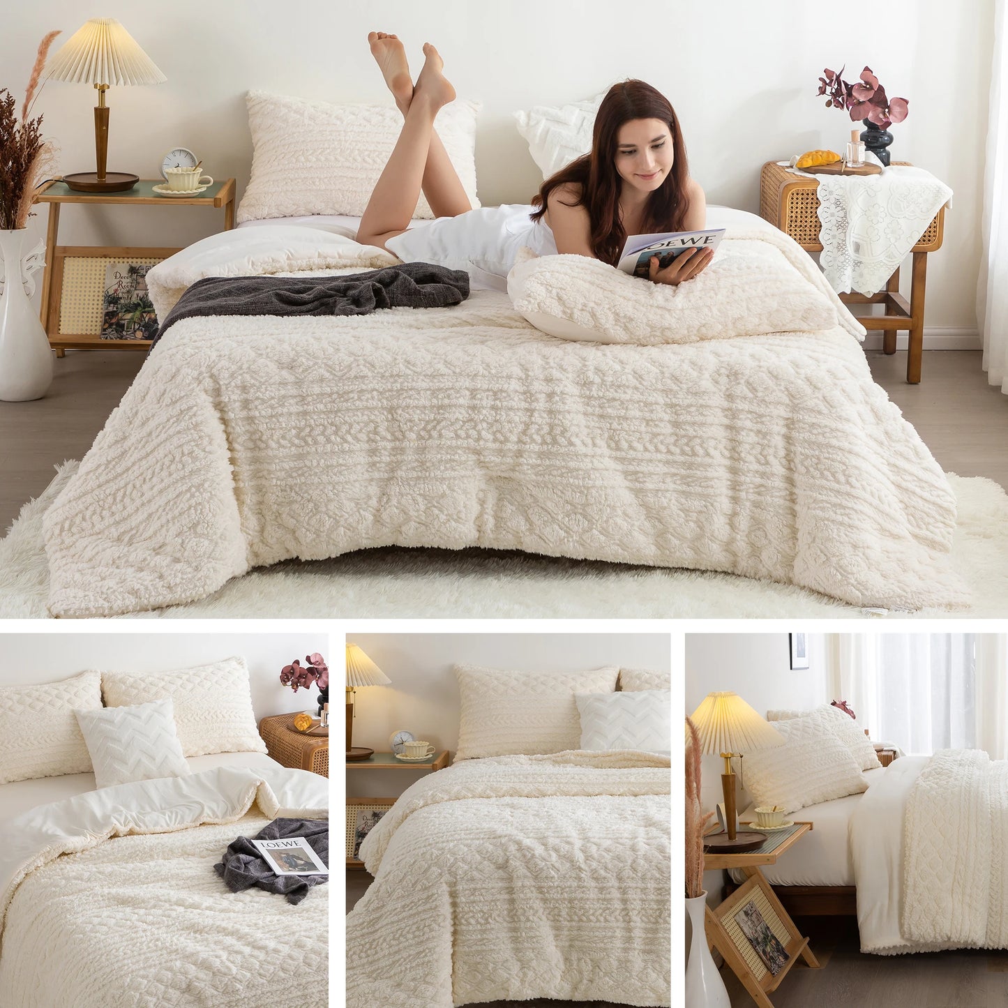 Plush Fleece Sherpa Cotton Fluffy Bed Down Comforter