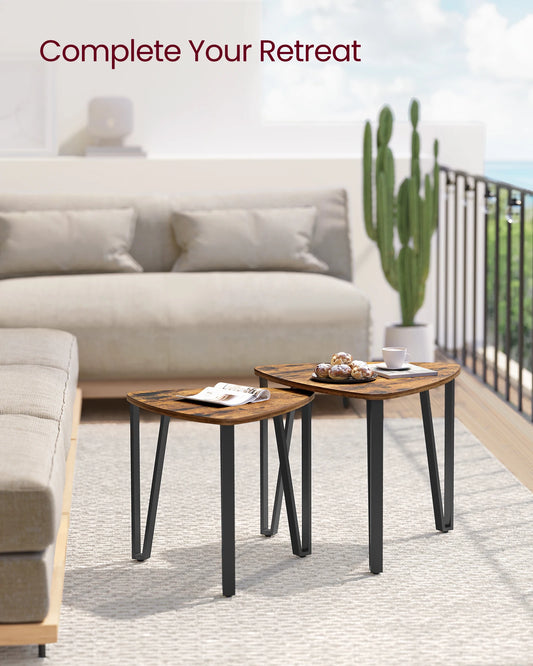 Set of 2 Nesting End Tables, Industrial Style