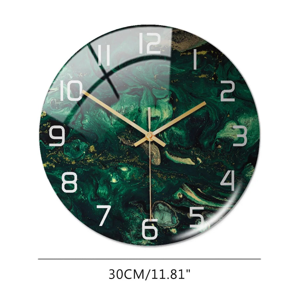 Luxury 3D Acrylic Marble Pattern Wall Adhesive Clock Metal Needles