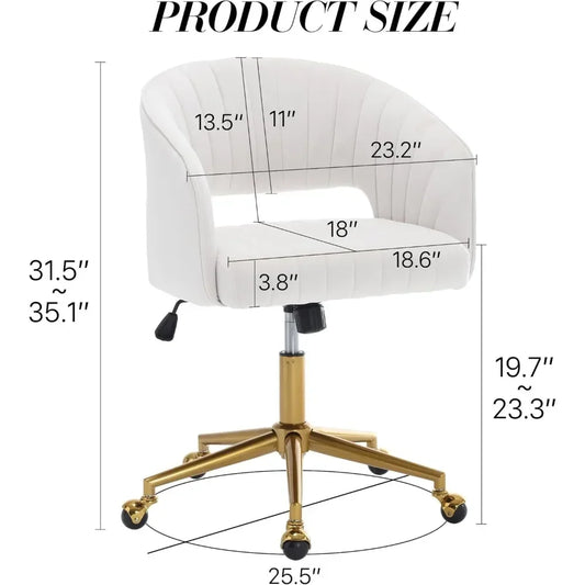 Gold Base Home Office Chair with Swivel and Velvet material