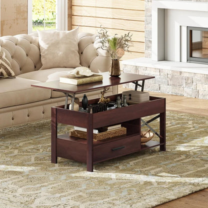 Lift Top Coffee Table with Hidden Compartment/ Storage/ Drawers and Shelf