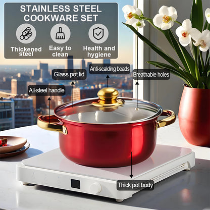 12-Piece Cookware Set, Stainless Steel, Non-Stick, ergonomic design