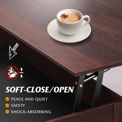 Lift Top Coffee Table with Hidden Compartment/ Storage/ Drawers and Shelf