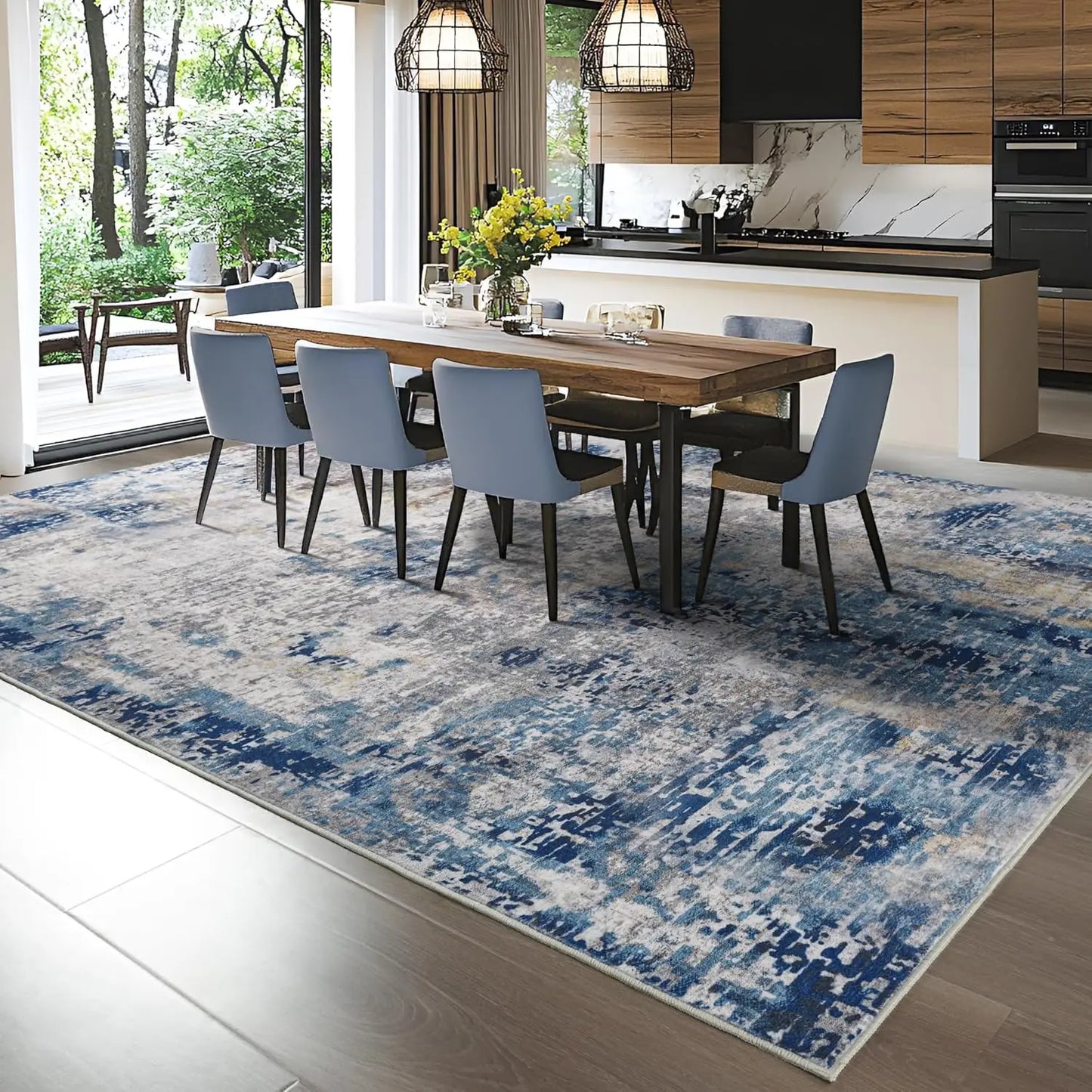 Large Modern Abstract Living Room Area Rugs, Machine Washable