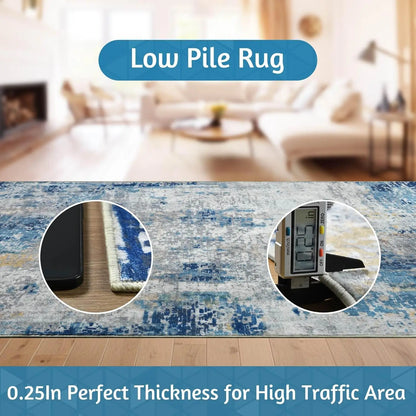 Large Modern Abstract Living Room Area Rugs, Machine Washable