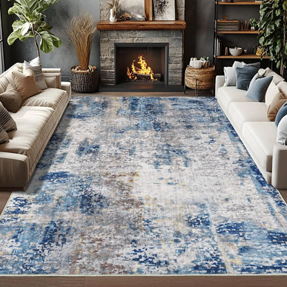 Large Modern Abstract Living Room Area Rugs, Machine Washable
