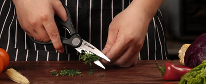 Kitchen Knife Set with Built-in Sharpener Block, 15 Pieces Stainless Steel