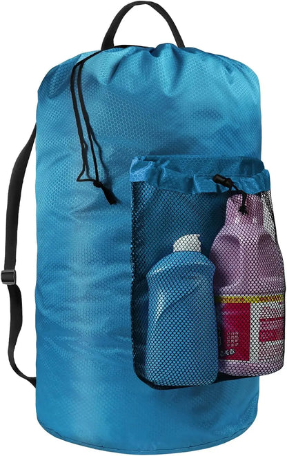 Laundry Bag/Backpack with Shoulder Straps and Mesh Pockett,