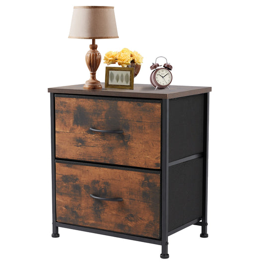 Bedside Nightstand With 2 Fabric Drawers and Lots More