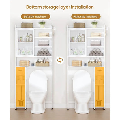 Over The Toilet Cabinet with Acrylic Door Panel and Space Saver Shelf