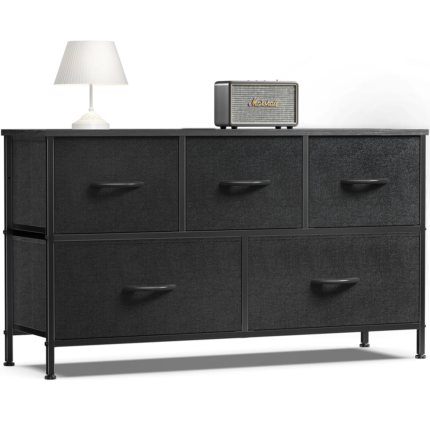 Display/Storage Cabinet With 5 Fabric Drawers Steel Frame Assembly Closet For Clothes Storage Dresser