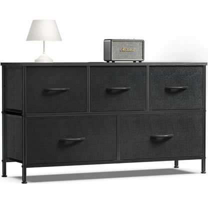 Display/Storage Cabinet With 5 Fabric Drawers Steel Frame Assembly Closet For Clothes Storage Dresser