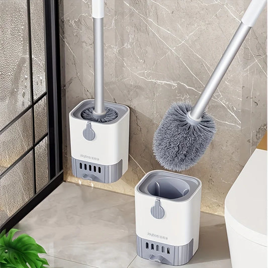 Wall-mounted cleaning toilet brush with drain tray set
