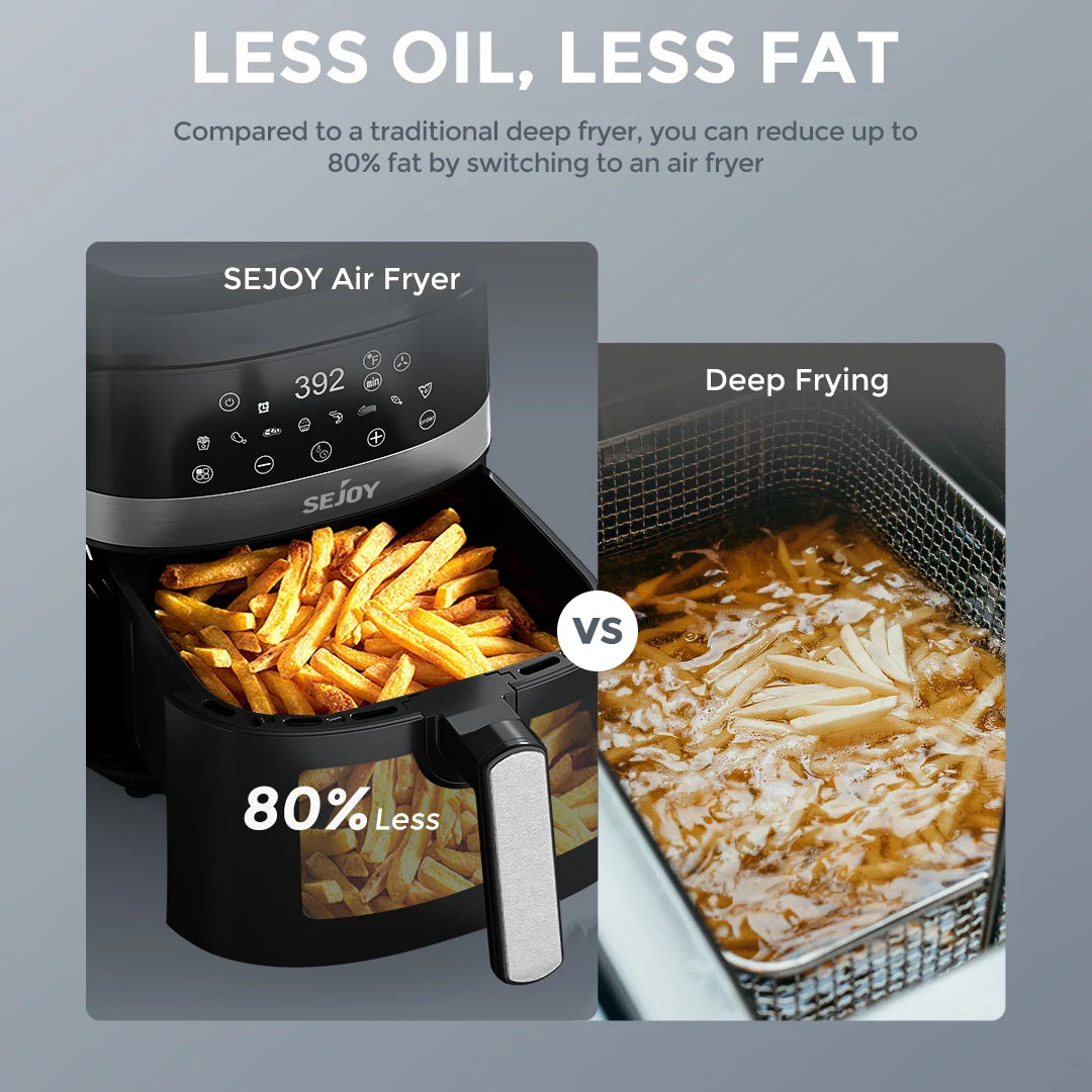 6 Quarts Large Capacity Electric Air Fryer 360°Baking