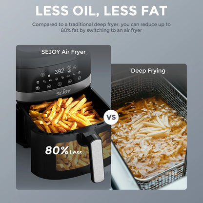 6 Quarts Large Capacity Electric Air Fryer 360°Baking