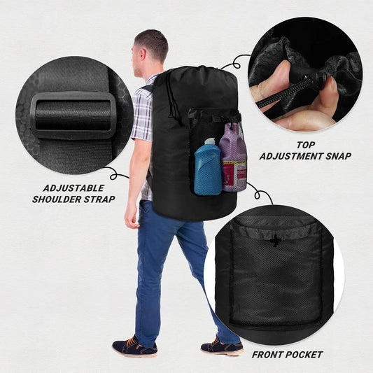 Laundry Bag/Backpack with Shoulder Straps and Mesh Pockett,