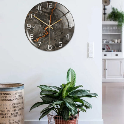Luxury 3D Acrylic Marble Pattern Wall Adhesive Clock Metal Needles