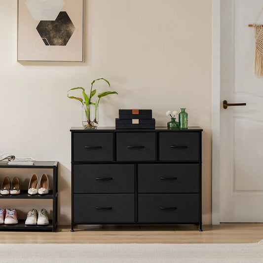 Dresser With 7 Fabric Drawers for Storage