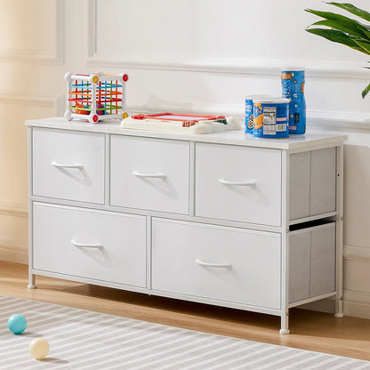 Display/Storage Cabinet With 5 Fabric Drawers Steel Frame Assembly Closet For Clothes Storage Dresser