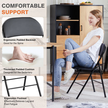 Padded Folding Chair 4 Pack Sturdy Metal Living Room Rocking Dinner Chairs Easy to Use Storage Outdoor Home Office