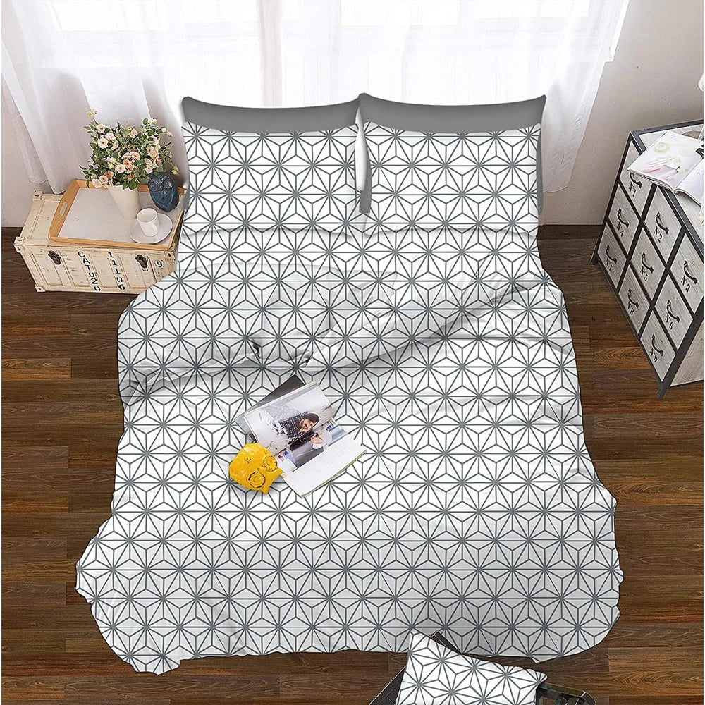 Full Bed Sheet Set Microfiber Cooling Technology Gray Texture