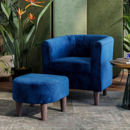 Modern Velvet Accent Barrel Armchair
