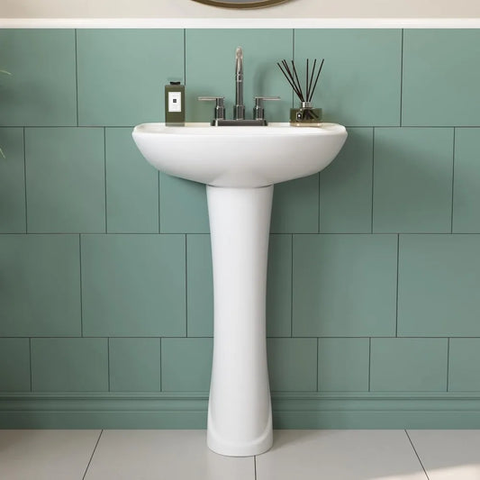 Modern U-Shape White Ceramic Pedestal Sink